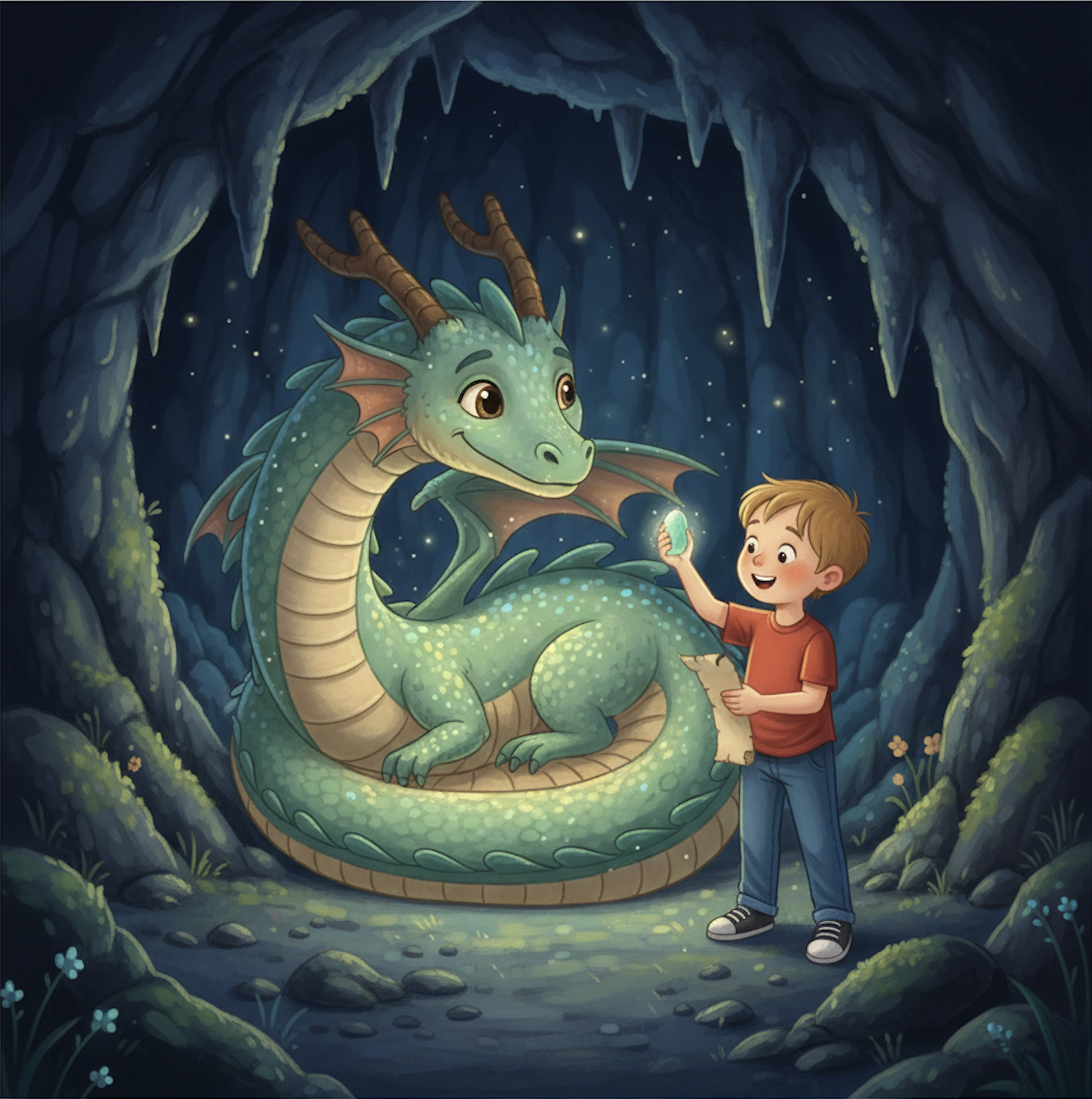 Tyson returning the magical stone to Fern the dragon